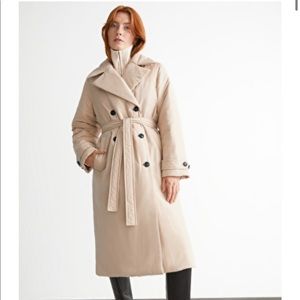 & other stories beige padded trench coat